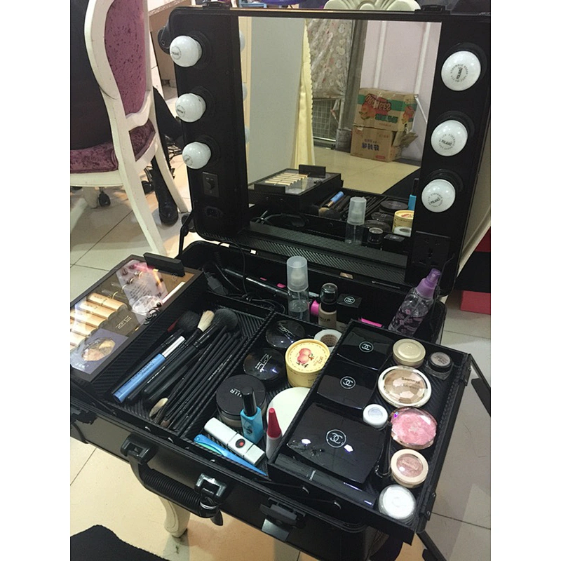 Hot Sale High Quality promotional makeup Case Station Studio With lighted mirror case