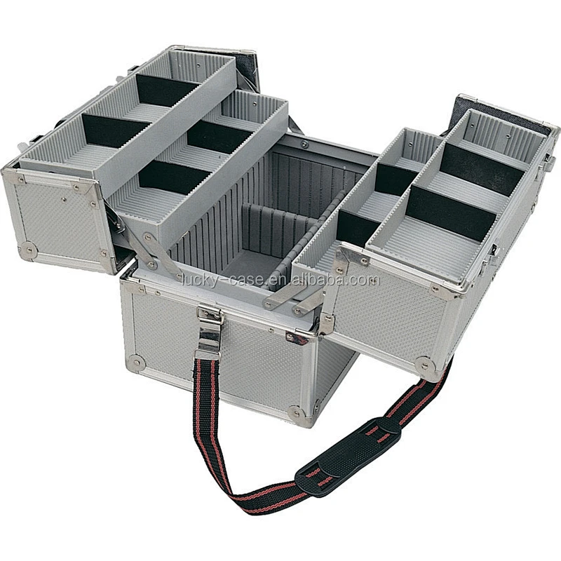 PROFESSIONAL CUSTOM ALUMINIUM CANTILEVER TOOL CASE WITH DIVIDERS SILVER
