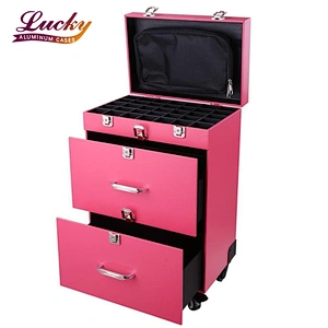 Professional Nail Artist 4 Wheel Rolling Makeup Case Cosmetic Artist Trolley