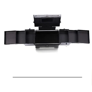 Aluminum Rolling Makeup Organizer Travel Trolley Bag Leather Cosmetic Case