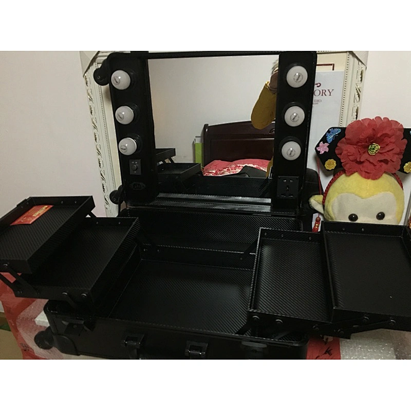 Hot Sale High Quality promotional makeup Case Station Studio With lighted mirror case
