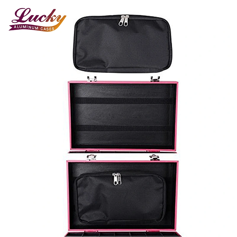 Professional Nail Artist 4 Wheel Rolling Makeup Case Cosmetic Artist Trolley