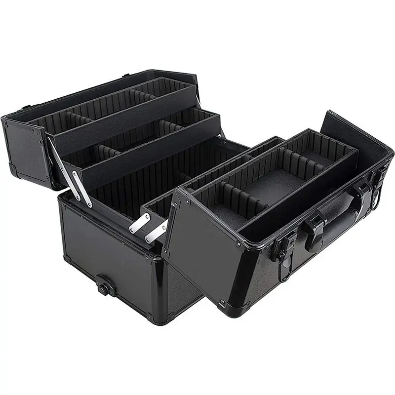 3-in-1 Professional 4 Wheels Removable Rolling Cosmetic Makeup Artist Train Case Organizer Travel Adjustable Dividers