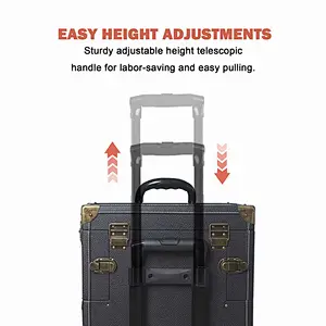 PU Surface Rolling Cosmetic Case Rolling Wheel Beauty Storage Travel Case Roll Cosmetic Case with Sliding Drawers With Mirror