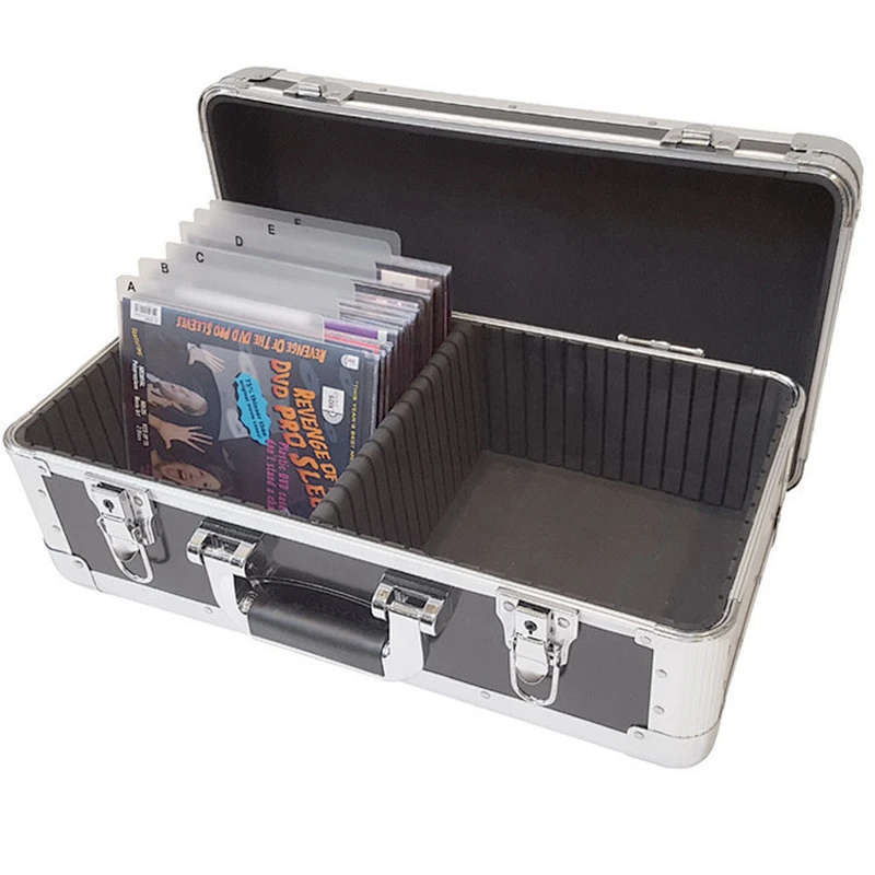 Aluminum flight CD/DVD Case Holds up 110 DVDs Case  Aluminum Storage Case Black