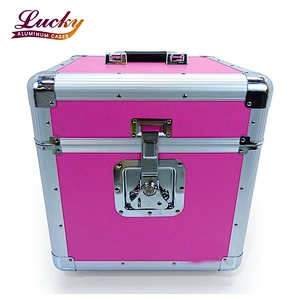 Pink aluminum Vinyl 12 lp vinyl record case with Holds 100