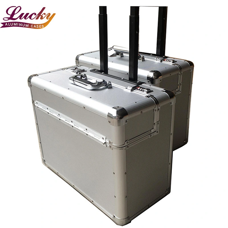 New style Hard Aluminum laptop business roller brief case trolley profession rolling pilot case for travel