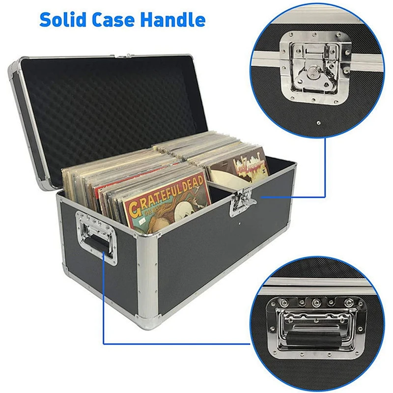 7''LPs 200pcs Vinyl record case  Hard Carry Durable with HIgh quality accessories Aluminum record case