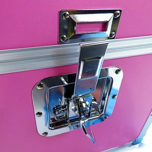 Pink aluminum Vinyl 12 lp vinyl record case with Holds 100