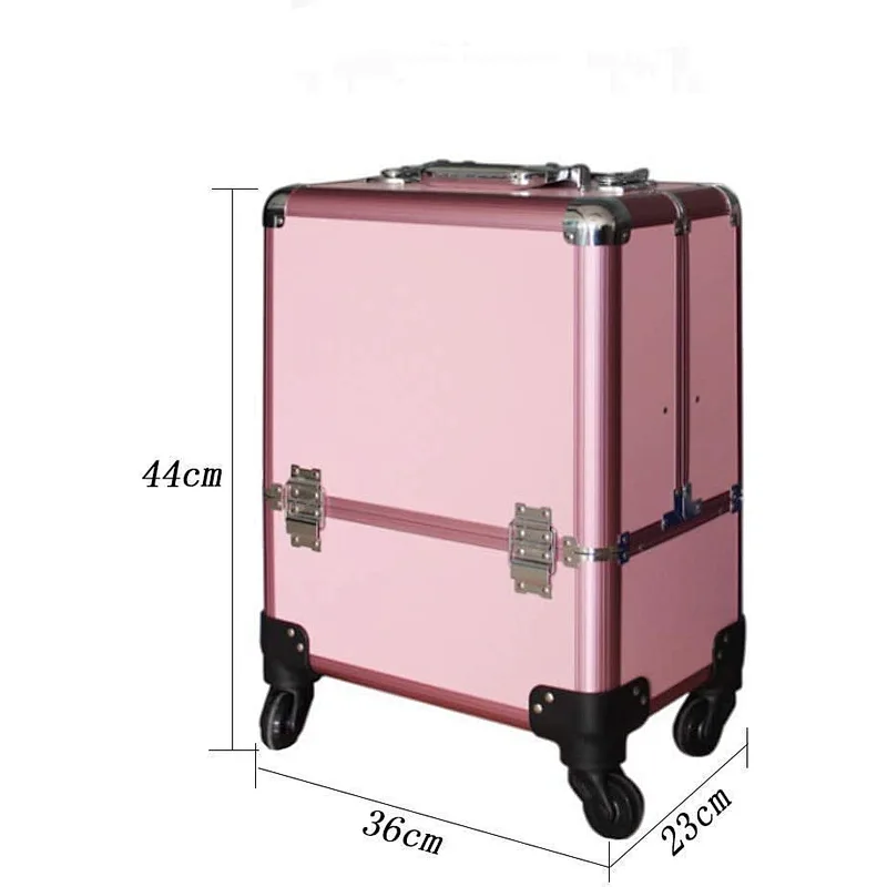 Professional Aluminum Makeup Train Case Organizer Interchangeable Cosmetic Rolling Train Trolley case