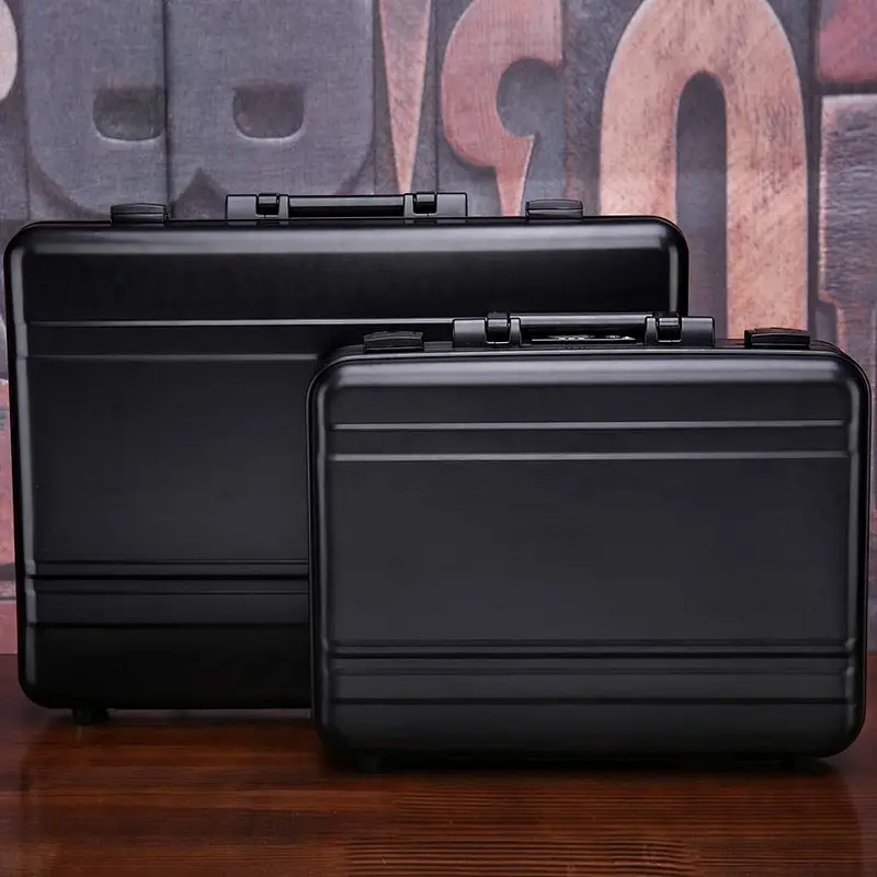 Aluminum Briefcase Large laptop case attache cases, TSA Customs Lock Custom space sponge shockproof Instrument, black briefcase