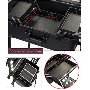 Rolling Studio Makeup Artist Cosmetic Case with Lights