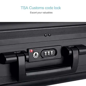 Aluminum Briefcase Large laptop case attache cases, TSA Customs Lock Custom space sponge shockproof Instrument, black briefcase