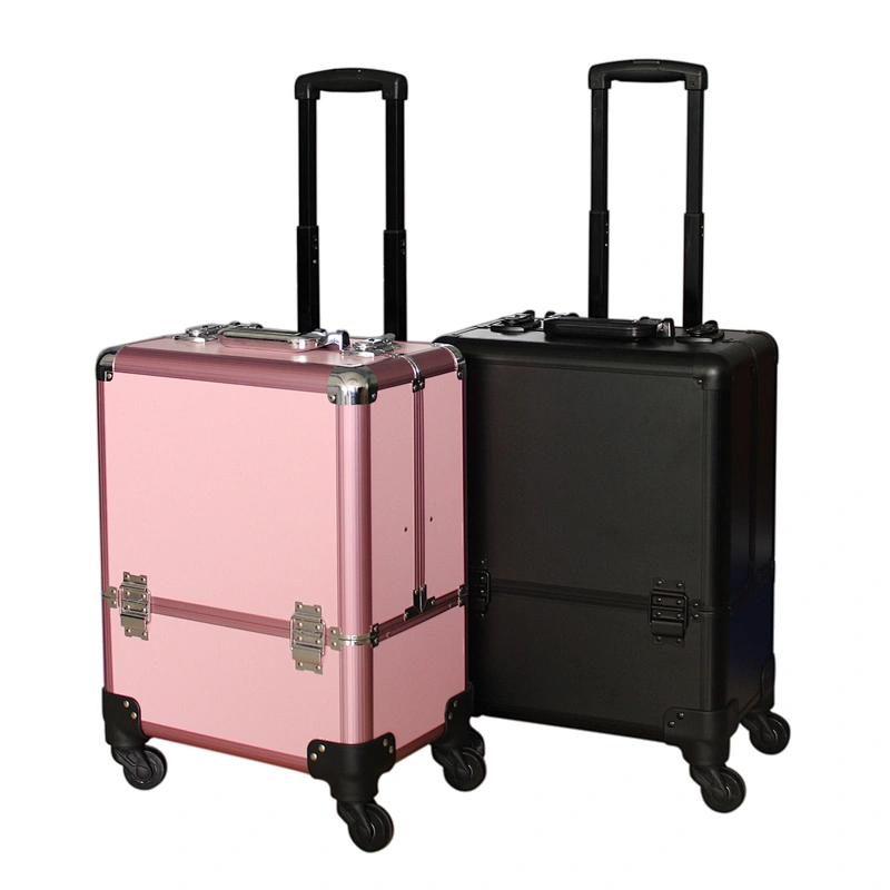 Makeup Trolley Case Large Travel Makeup Case with Mirror Rolling Cosmetics Case with Multiple Compartments and 360 Degree Wheels
