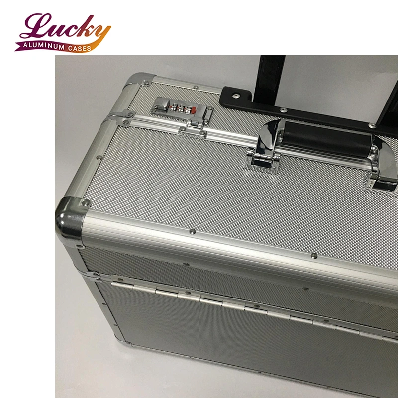 New style Hard Aluminum laptop business roller brief case trolley profession rolling pilot case for travel