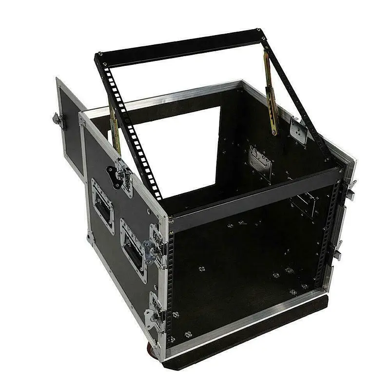 12U 12 Space Rack Case With Slant Mixer Top DJ Mixer Cabinet And 4 Casters