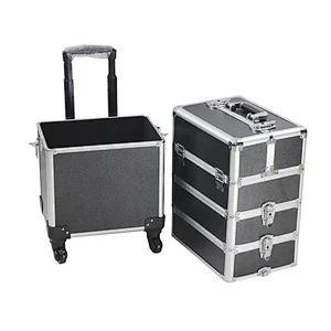 Telescopic Cosmetic Hairdressing Makeup Vanity Case Professional Trolley Beauty Make up Box 4 in 1 Hardshell Rolling Makeup Case