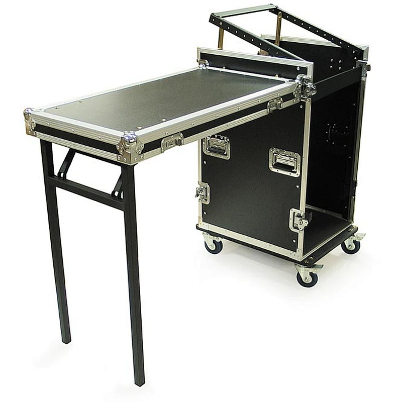 Aluminum Heavy Duty 3 Lid Amplifier & Mixer Rack Case With Tabletop Doors And 22