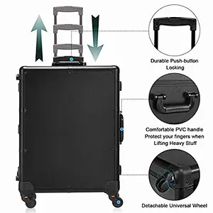 Rolling Aluminum Cosmetics Studio Case with Light Mirror