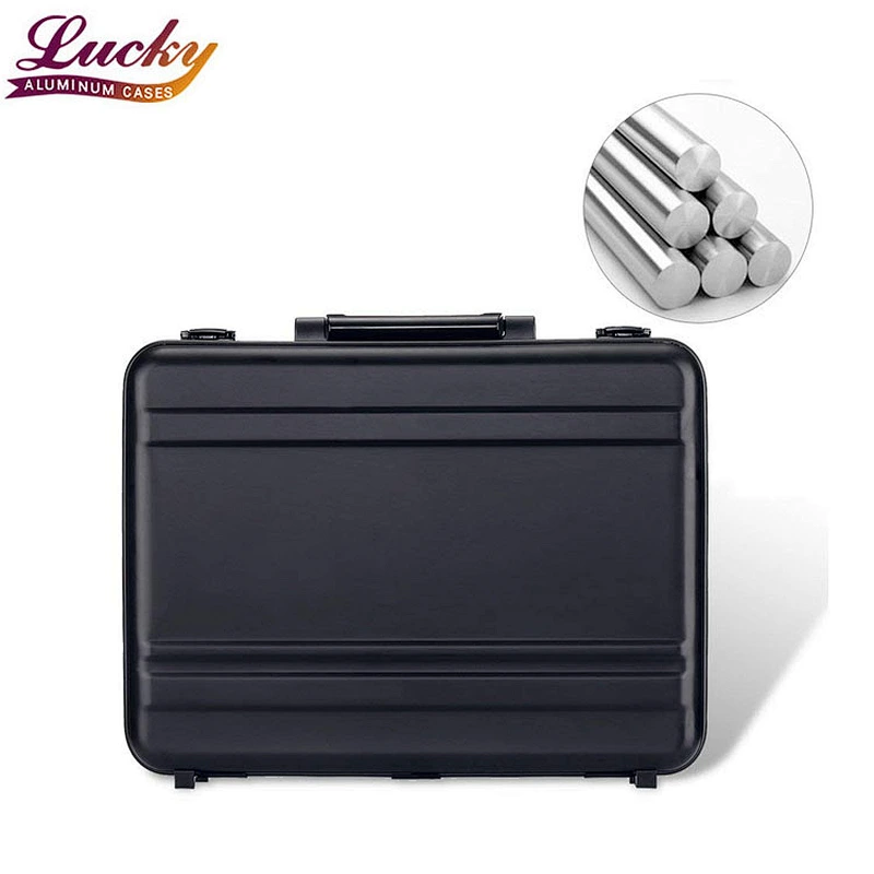 Aluminum Briefcase Large laptop case attache cases, TSA Customs Lock Custom space sponge shockproof Instrument, black briefcase