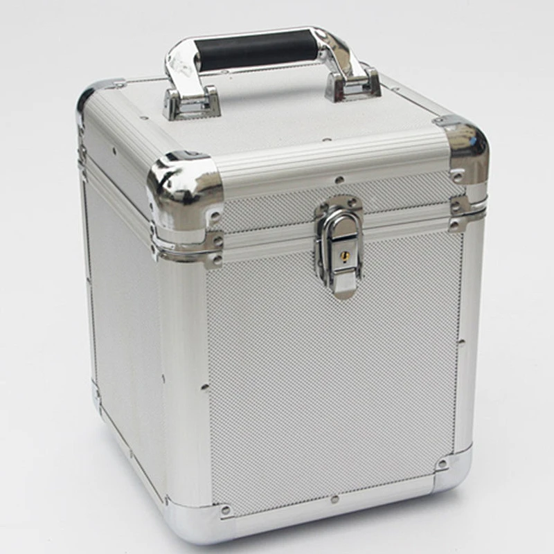 Aluminum record  for 100 7'' LPs  Carry Vinyl Shockproof Small aluminum case for Vinyl Records
