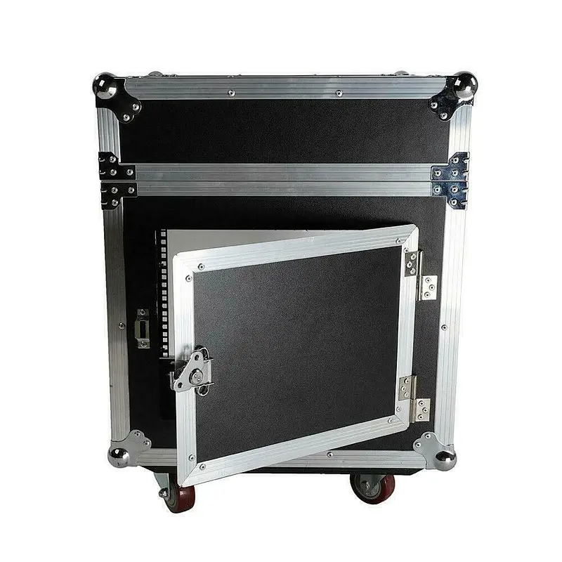 12U 12 Space Rack Case With Slant Mixer Top DJ Mixer Cabinet And 4 Casters