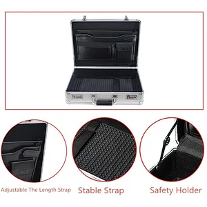 Laptop Briefcases Silver Code Locks Aluminum Equipment Case Professional Men Hard Briefcase