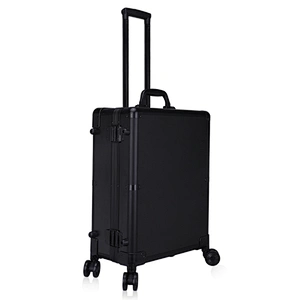 Aluminum Rolling Makeup Case With Lights And Mirror Large Cosmetic Storage Trolley Case Travel Adjustable Leg Extendable Trays