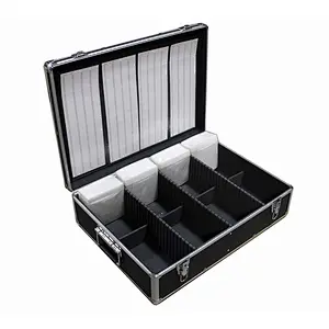Large Capacity Black Aluminum Media Storage Case For CD Storage Mess-Free Holder Box with Sleeves Without Hanger