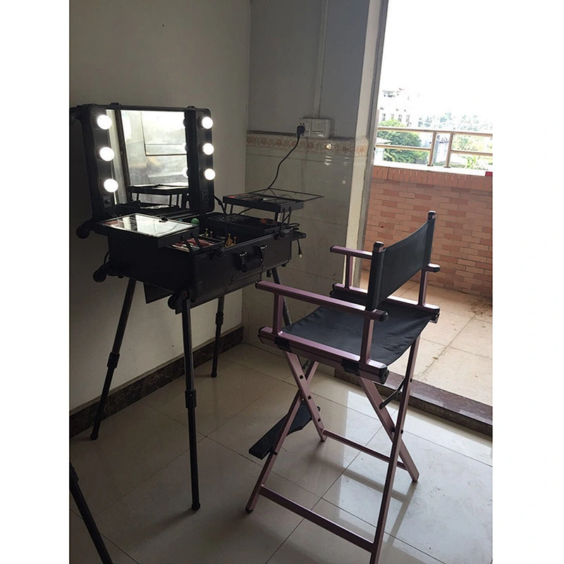 Train Rolling Makeup Case with Light Wheeled Portable Rolling Makeup Case