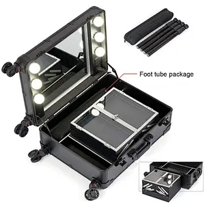 Rolling Studio Makeup Artist Cosmetic Case with Lights