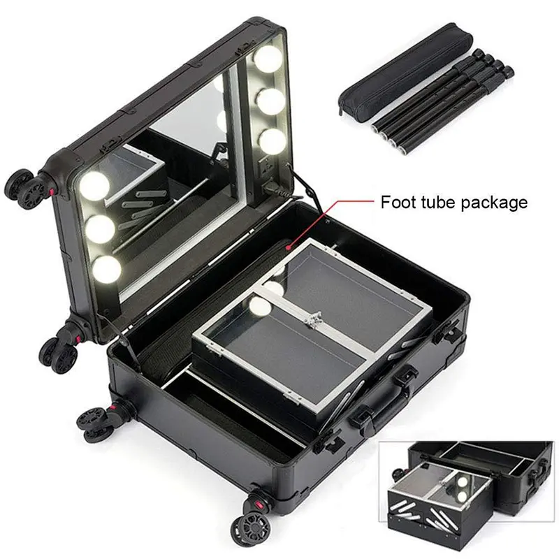Rolling Studio Makeup Artist Cosmetic Case with Lights
