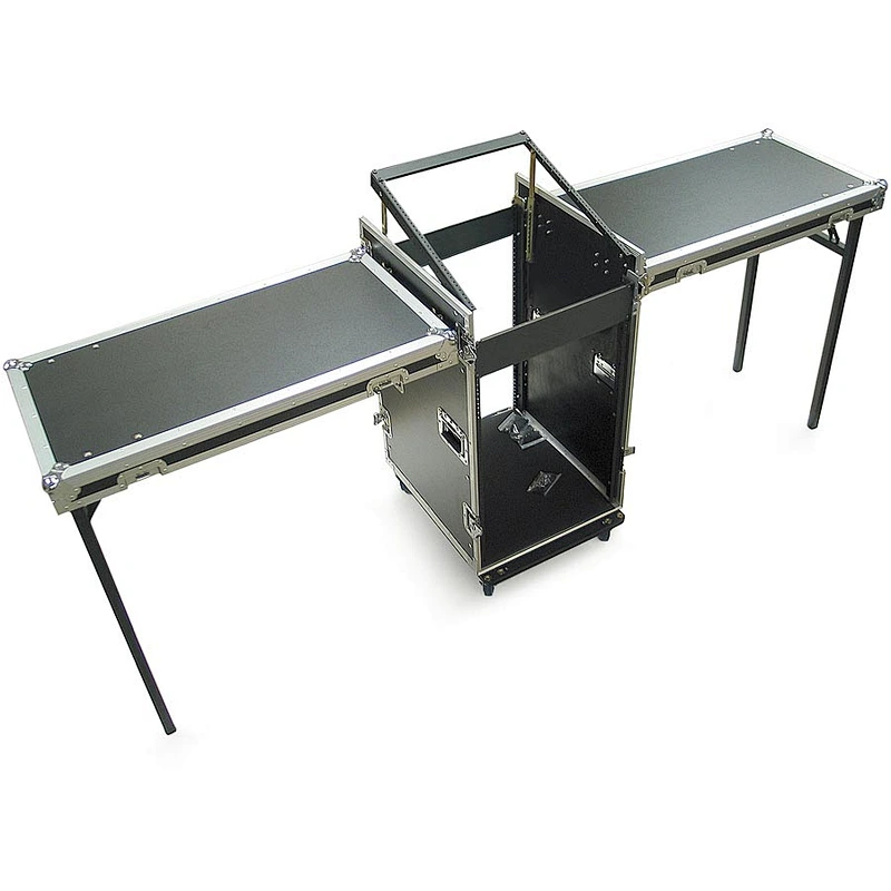 Aluminum Heavy Duty 3 Lid Amplifier & Mixer Rack Case With Tabletop Doors And 22