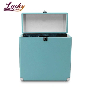 Leather Vinyl Record Box Portable 14 Inch Vinyl Record Heavy Duty Carrying Case for 30+ Records