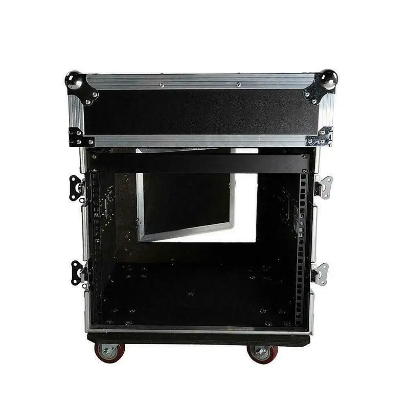 12U 12 Space Rack Case With Slant Mixer Top DJ Mixer Cabinet And 4 Casters