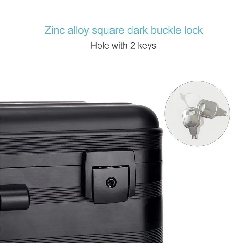 Aluminum Briefcase Large laptop case attache cases, TSA Customs Lock Custom space sponge shockproof Instrument, black briefcase