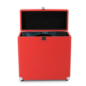 Red Vinyl Record Carry Case Large Capacity Professional LP Record Storage Case for 30 Records