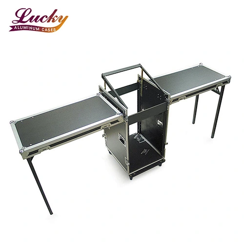 Aluminum Heavy Duty 3 Lid Amplifier & Mixer Rack Case With Tabletop Doors And 22