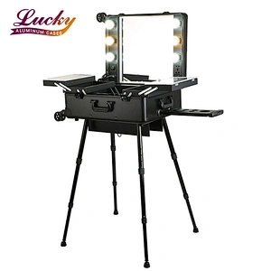 Rolling Studio Makeup Artist Cosmetic Case with Lights