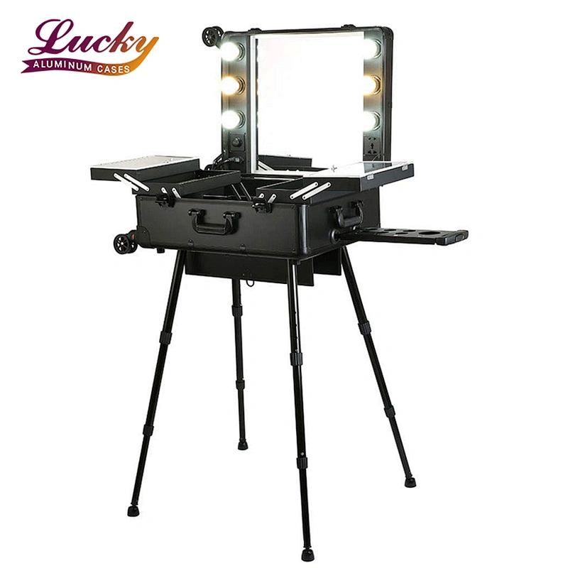 Rolling Studio Makeup Artist Cosmetic Case with Lights
