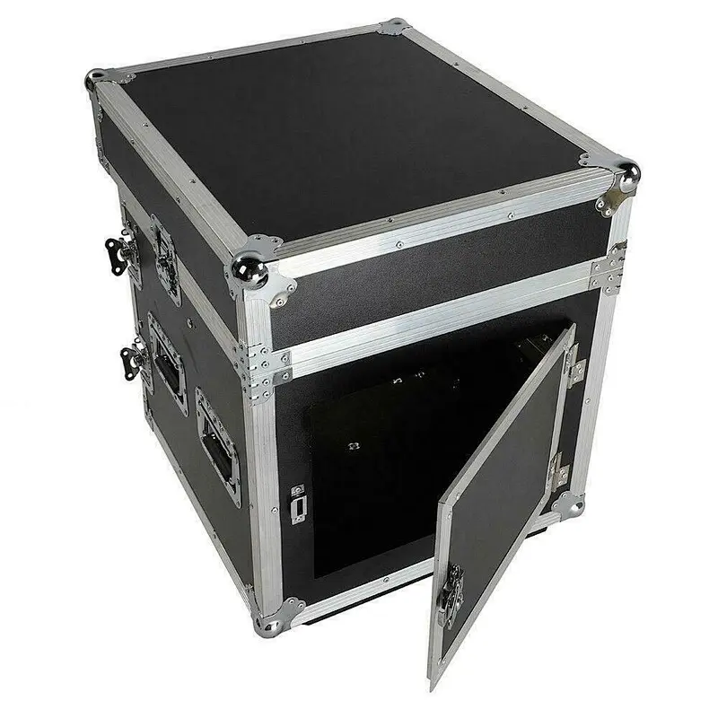 12U 12 Space Rack Case With Slant Mixer Top DJ Mixer Cabinet And 4 Casters