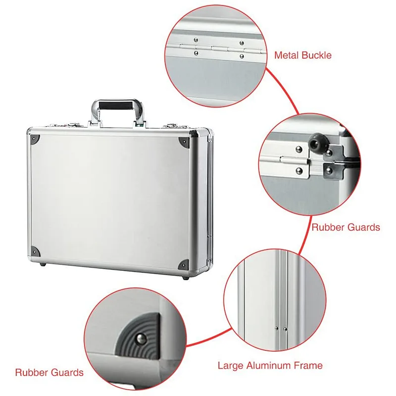 Laptop Briefcases Silver Code Locks Aluminum Equipment Case Professional Men Hard Briefcase