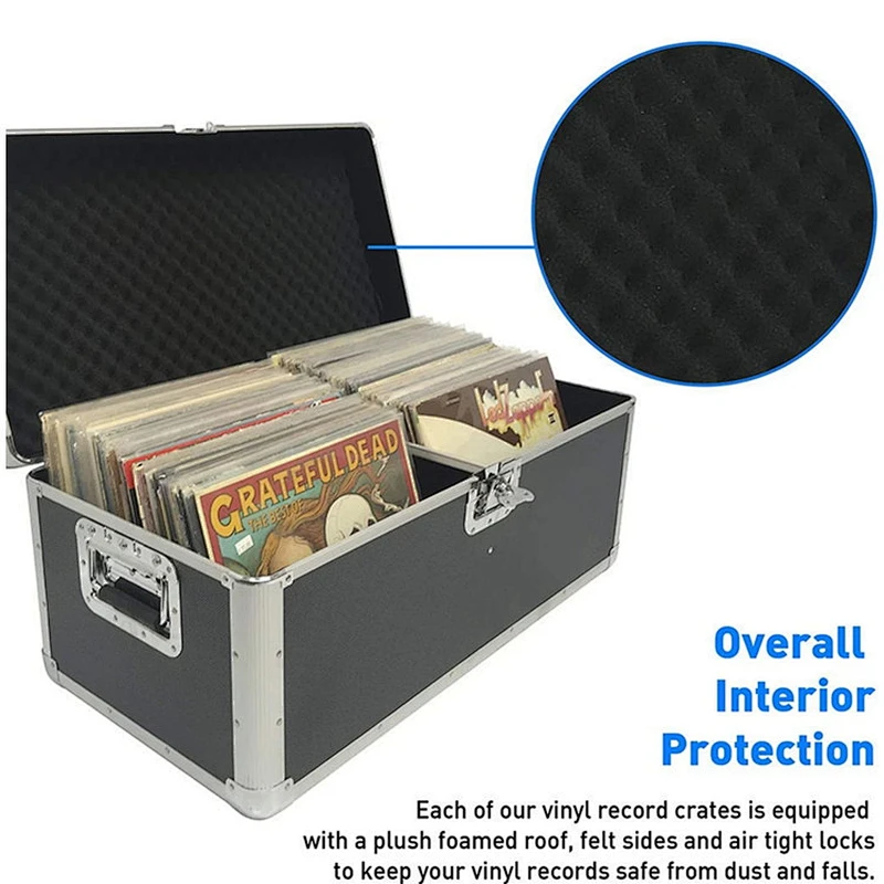 7''LPs 200pcs Vinyl record case  Hard Carry Durable with HIgh quality accessories Aluminum record case