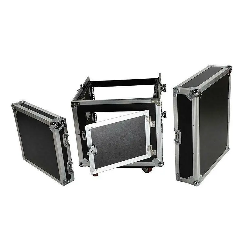 12U 12 Space Rack Case With Slant Mixer Top DJ Mixer Cabinet And 4 Casters