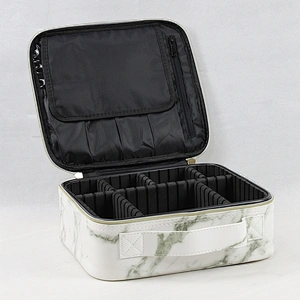 Portable Small PU Leather Marble Travel Makeup Bag with Zipper