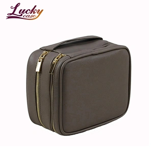 Good Quality Leather 2 Layer Cosmetic Beauty Pouch