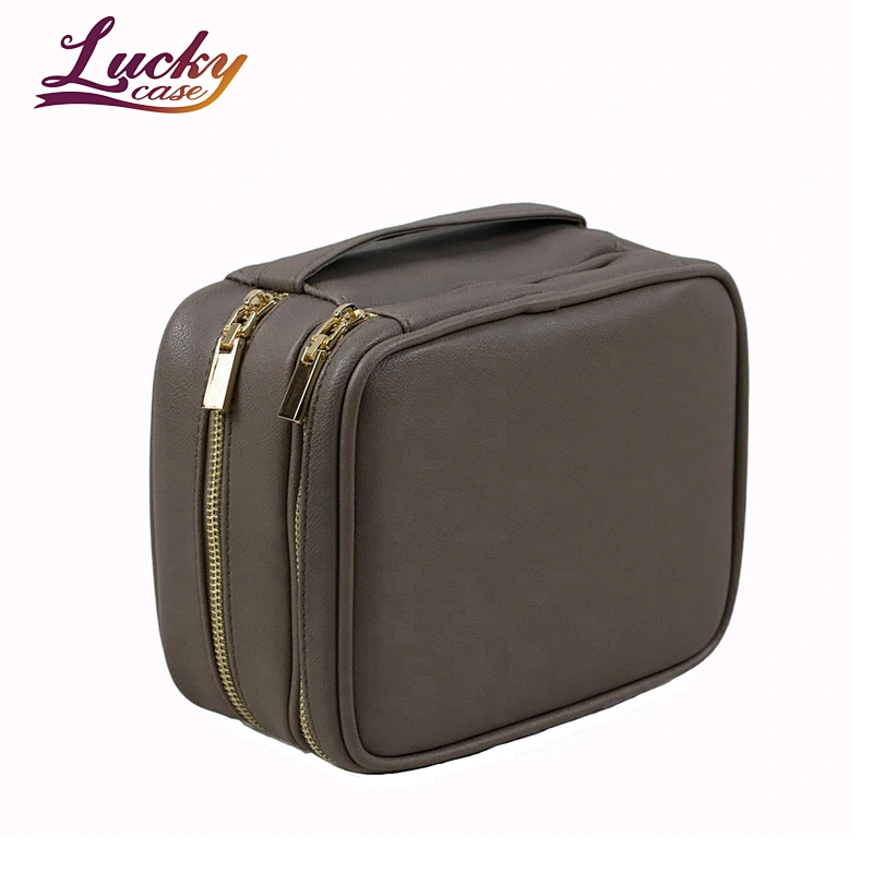 Good Quality Leather 2 Layer Cosmetic Beauty Pouch