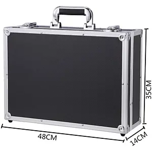 Factory Price Large Aluminum Hard Handle Case Briefcase Toolbox Storage Box Tool Case Black Carrying Case