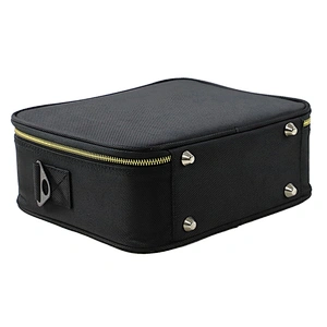Black Custom Makeup Case with Brush Slots and Shoulder Strap for Toiletries Cosmetics Jewelry