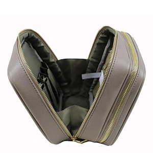 Good Quality Leather 2 Layer Cosmetic Beauty Pouch